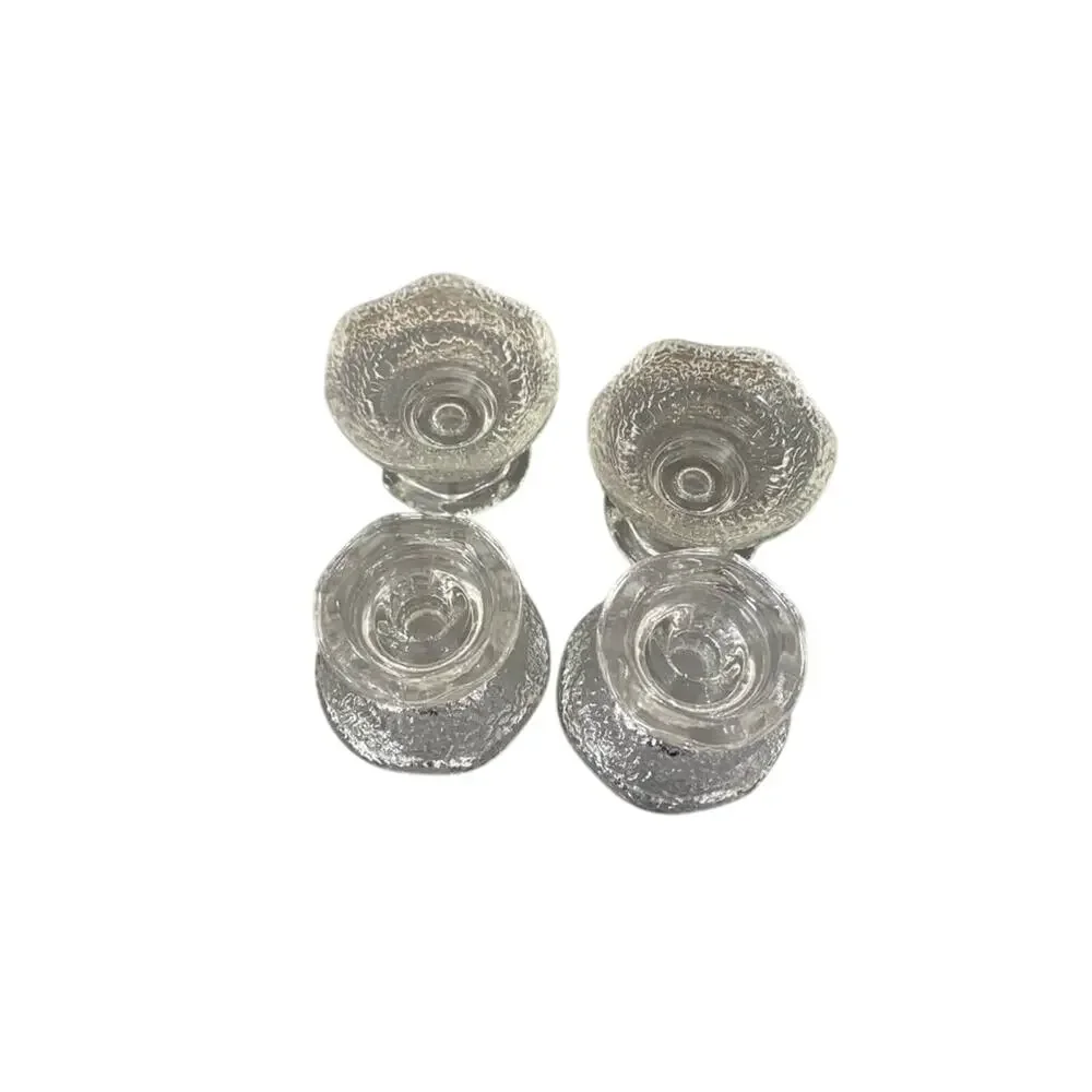 Vintage MCM Anchor Hocking Pebble Glass Reversible Pedestal Candle Holders (4)